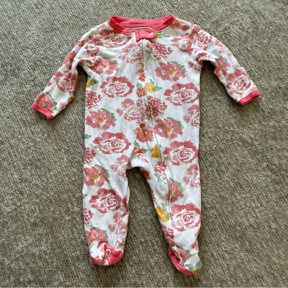 Burt's‎ Bees Baby Floral Footed Sleeper 0–3M Organic Cotton
